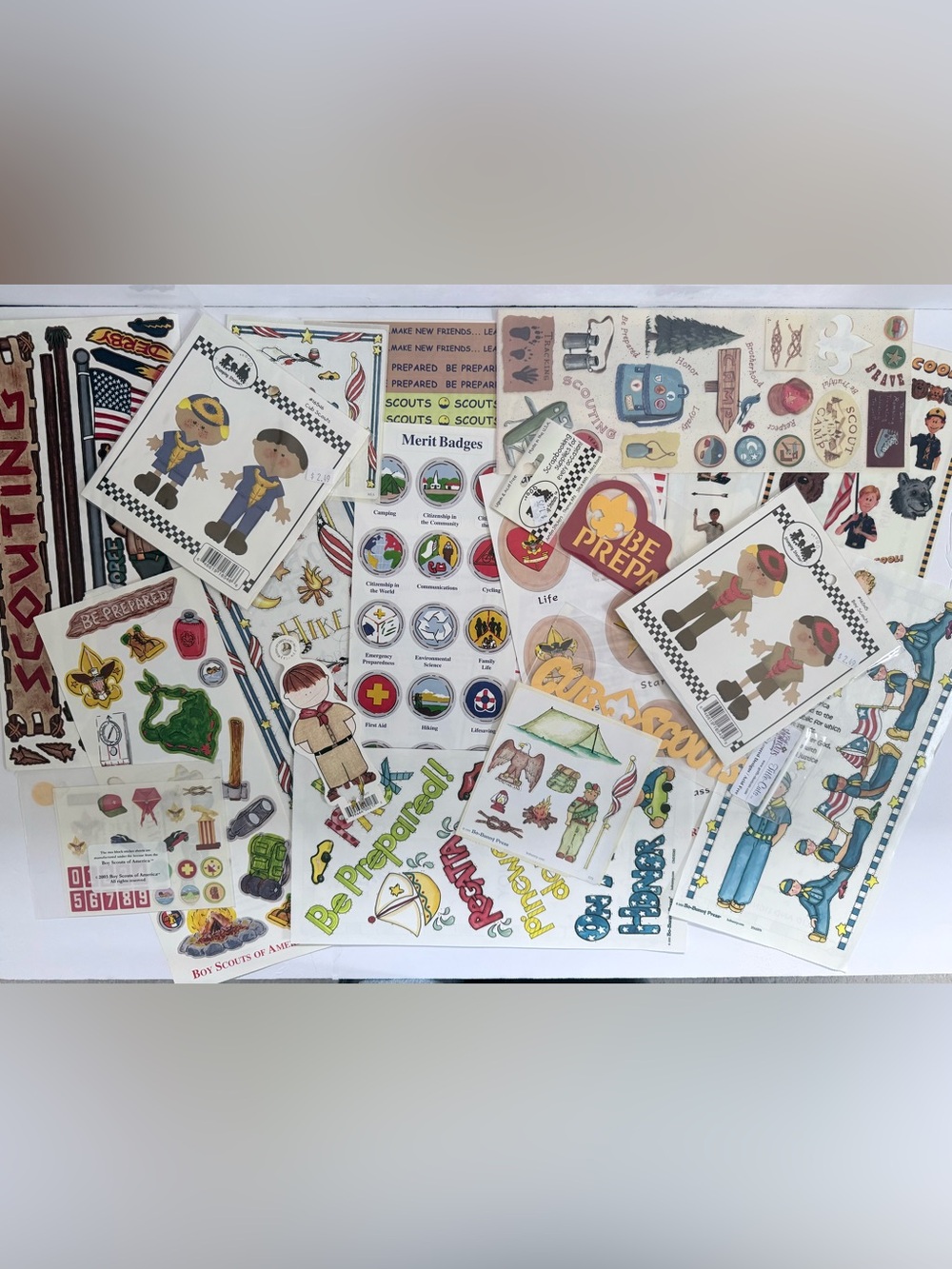 NWT Vintage Boy Scout Sticker Lot | 18 Sheets | Scrapbook